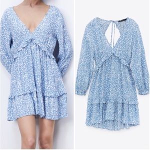 ※ ZARA baby blue leopard mini dress ※